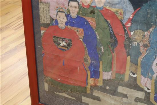 A 19th century Chinese ancestor portrait, gouache on paper, 136 x 86cm